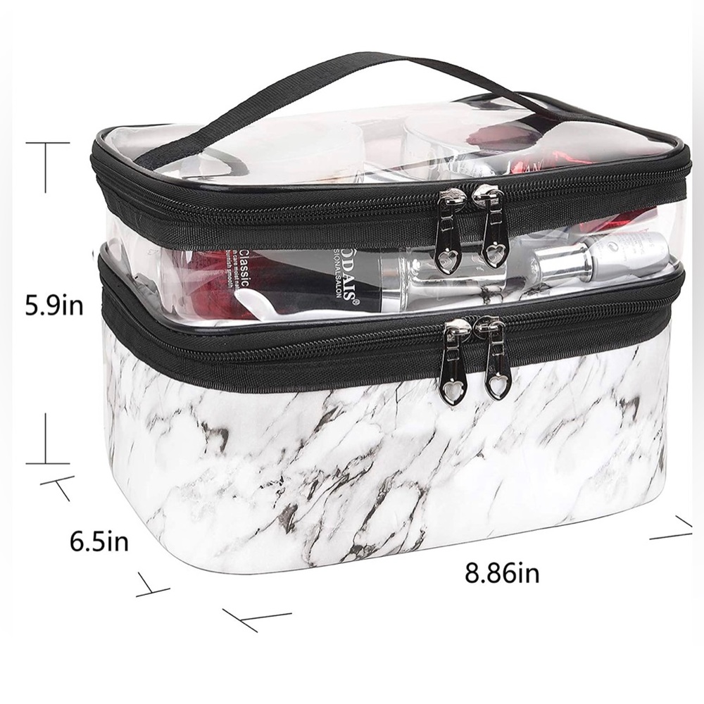 Marble Pattern 2 Compartment Makeup Case - Makeup… - image 2